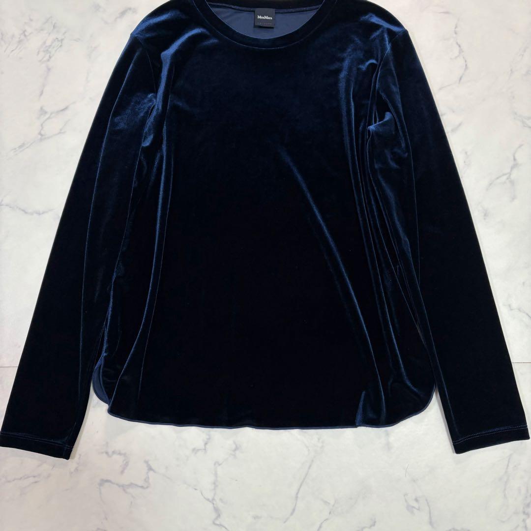 美品MaxMara LEISURE ベロア ボディスーツ 長袖ネイビー ML相当