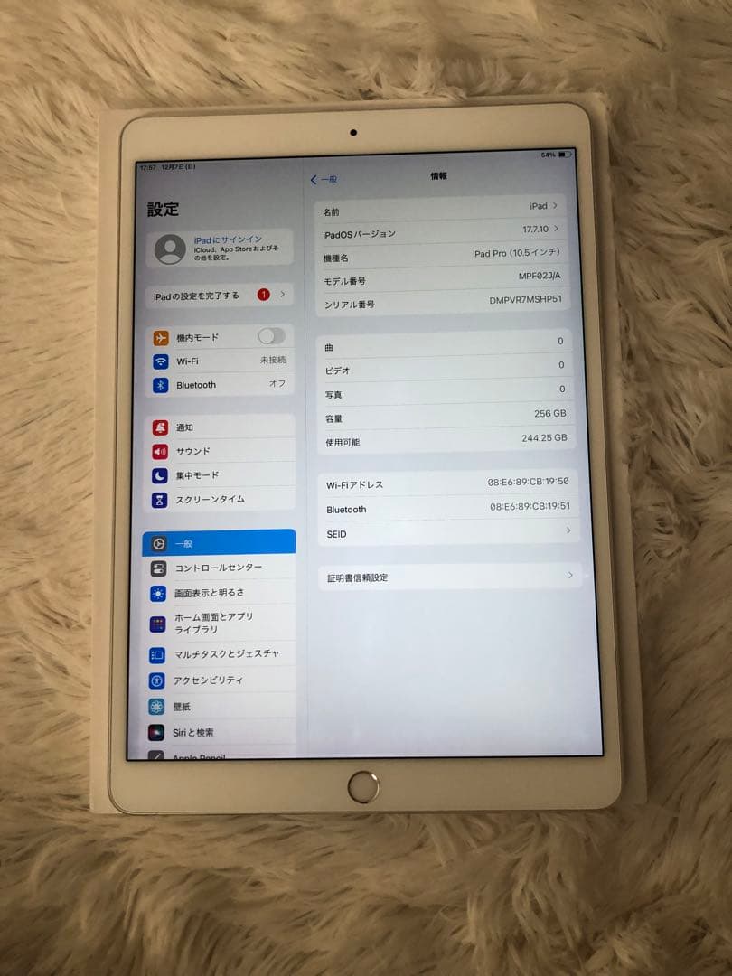 【完動品】iPad Pro 10.5 256GB Wi-Fi【すぐ発送】