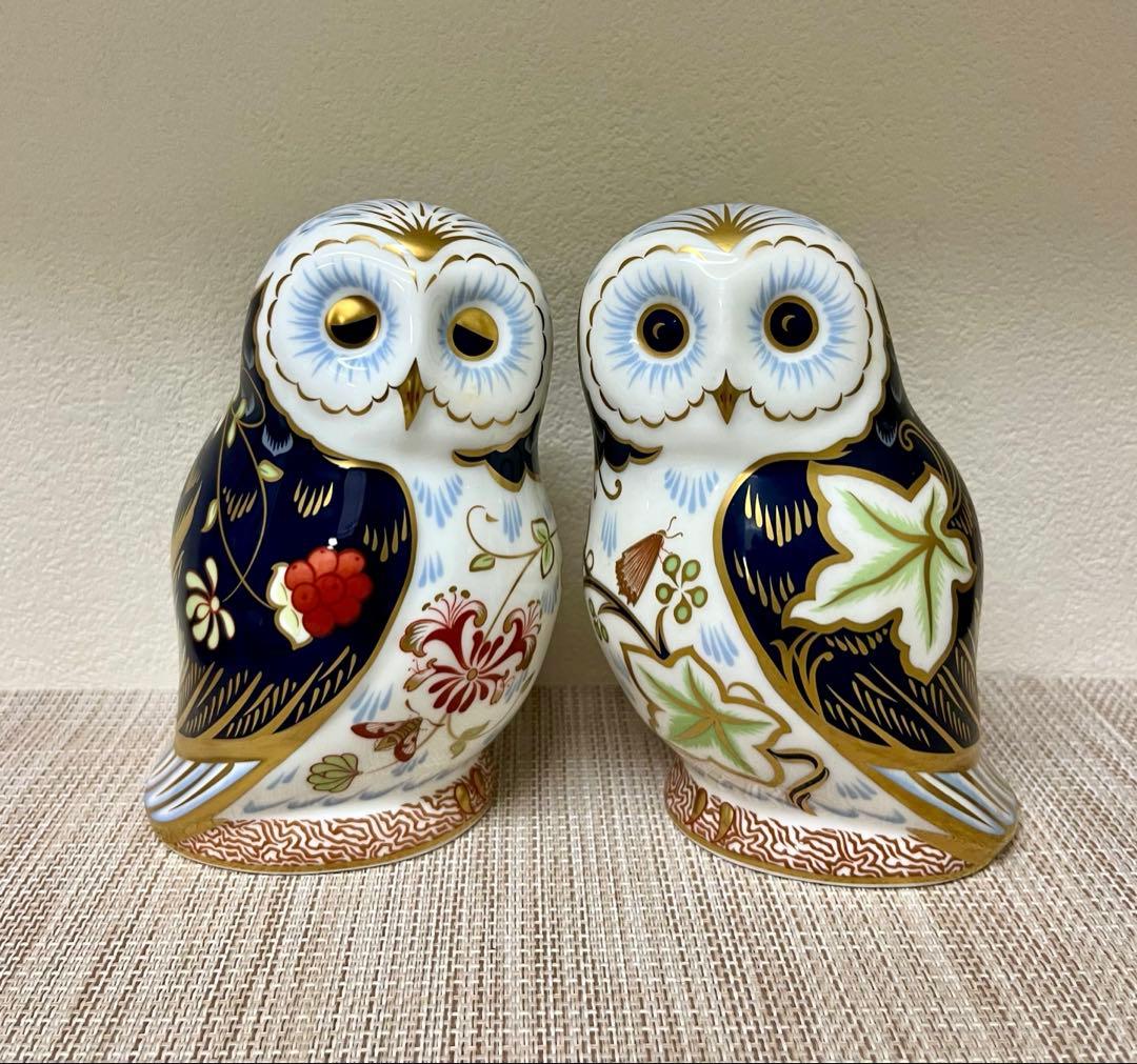 ロイヤルクラウンダービー ペーパーウエイト トワイライト＆デイブレイク オウル