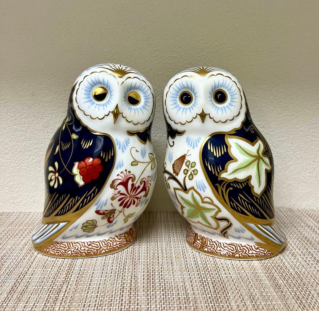 ロイヤルクラウンダービー ペーパーウエイト トワイライト＆デイブレイク オウル