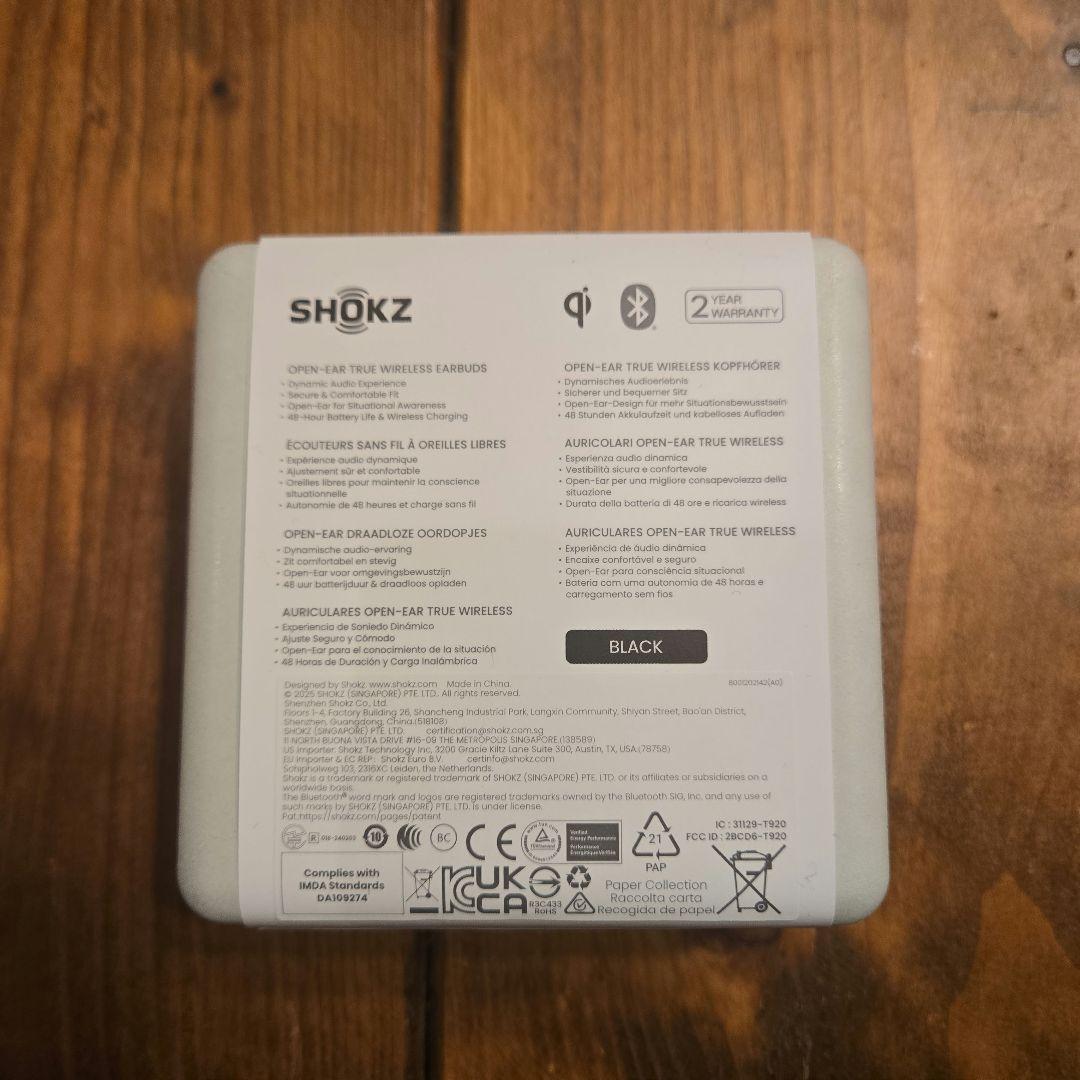 SHOKZ OPENFIT 2+ ワイヤレスイヤホン ブラック