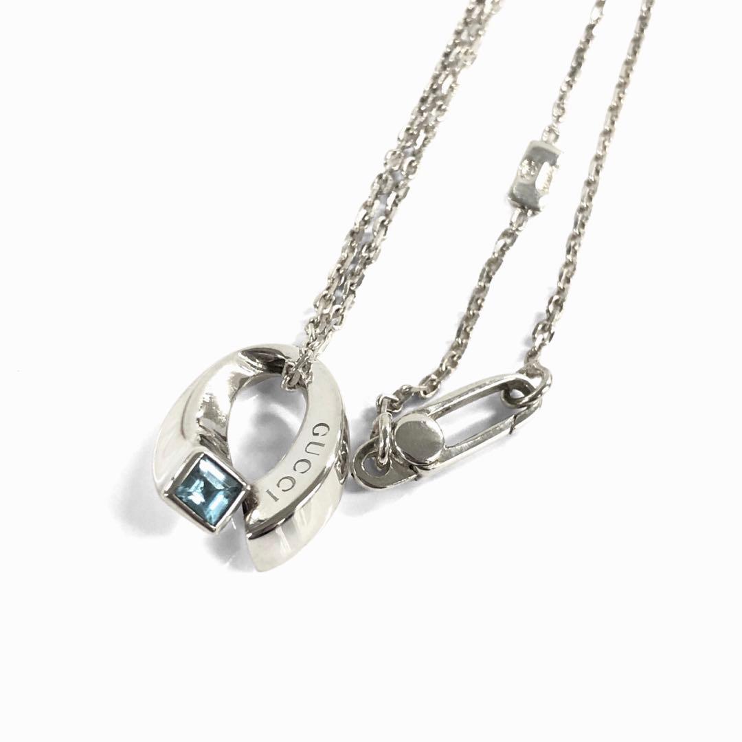 美品 GUCCI グッチ SV925 ブルートパーズ ネックレス アクセサリー