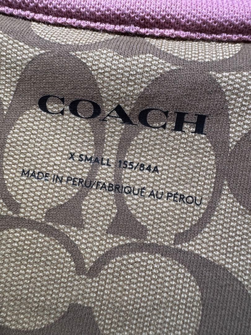 COACH ネイビー ピンク 半袖ポロシャツ 保存袋付き