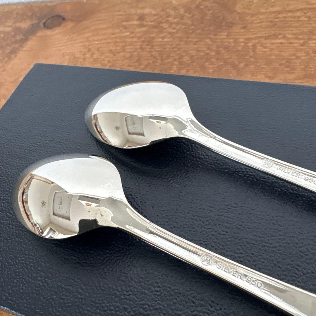 未使用　ラッキーウッド　SILVER950 スプーン2本　純銀製　シルバー950