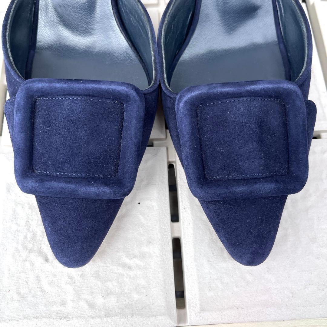 36.5 マノロブラニク　メイセール　ミュール　サンダル　ネイビー　23.5
