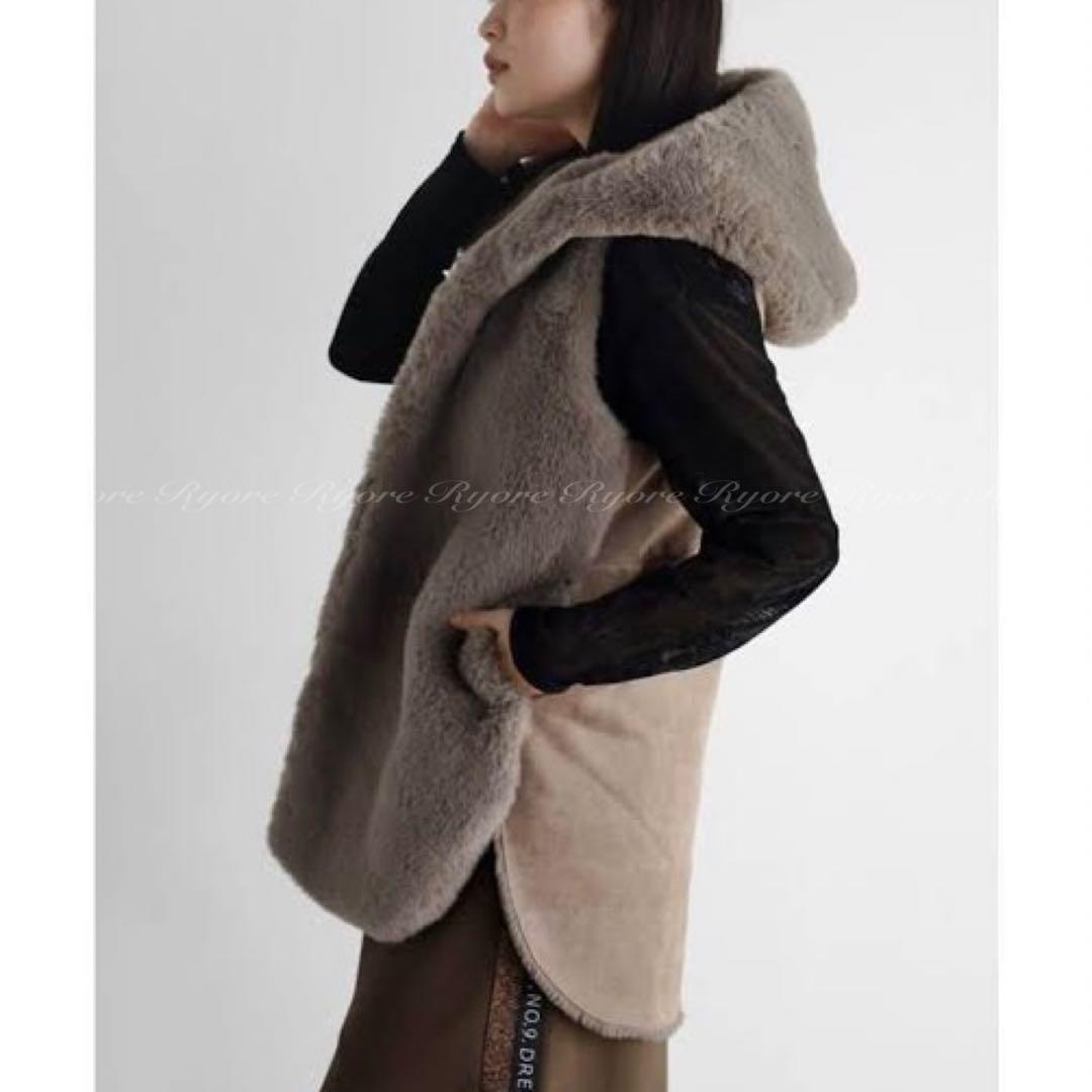 【未使用】RADIATE ヤマダヤ フーデッドファーベスト モカ