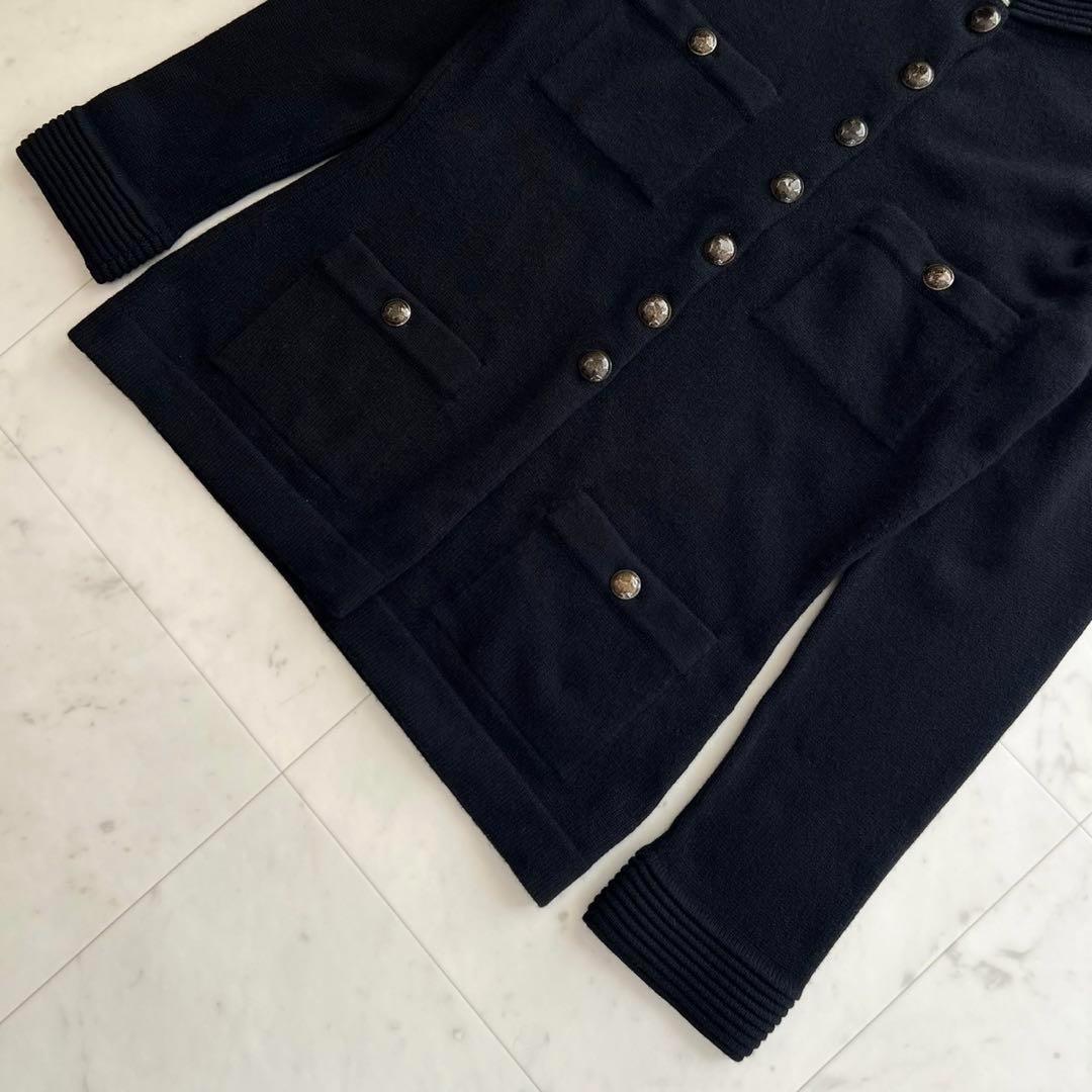 CHANEL カシミヤ100% ココマーク金ボタン スタンドカラーカーディガン