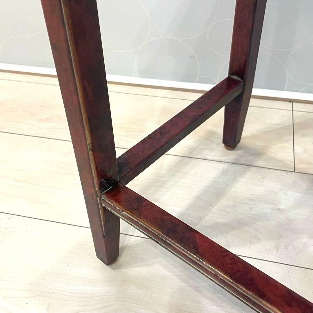 【希少】サイドテーブル 花台 木製 ラタン天板 アジアン家具 アンティーク 骨董