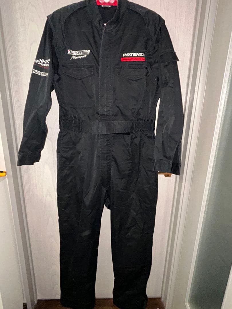 春*助様 美品 ブリジストン刺繍 つなぎ ブラック オーバーオール 作業服 厚着