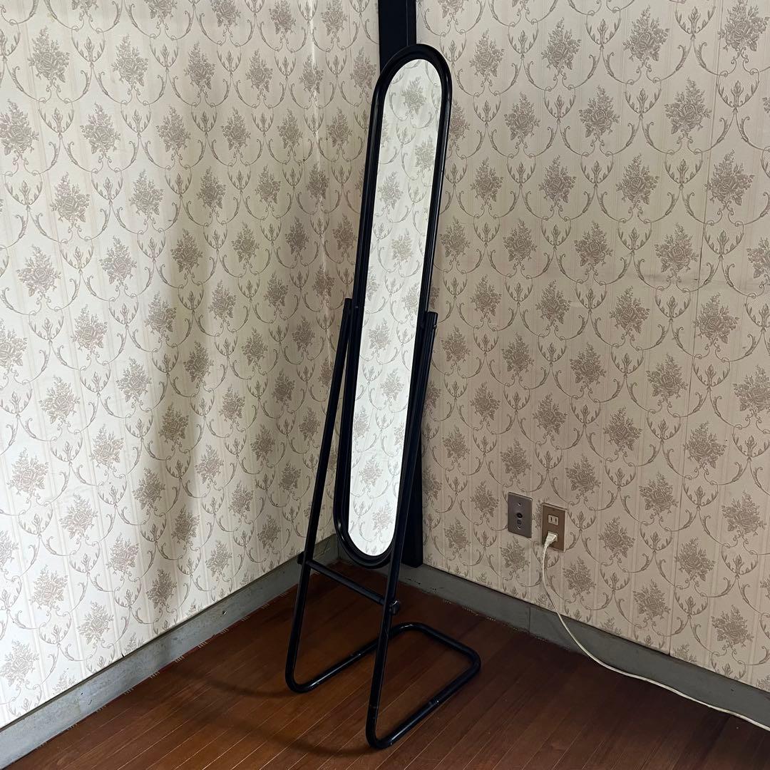 【アンティーク】昭和レトロ アイアンフレーム スタンドミラー 姿見 古道具