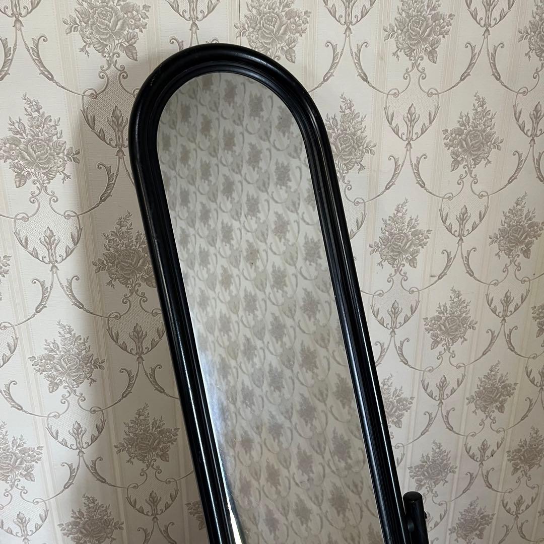 【アンティーク】昭和レトロ アイアンフレーム スタンドミラー 姿見 古道具