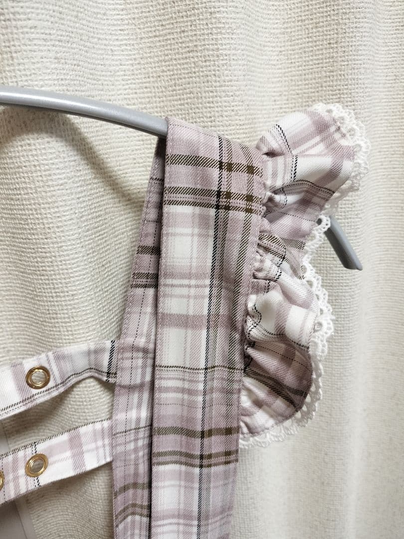 LIZLISA リズリサ はしごリボンチェックティアードスカパン ピンク