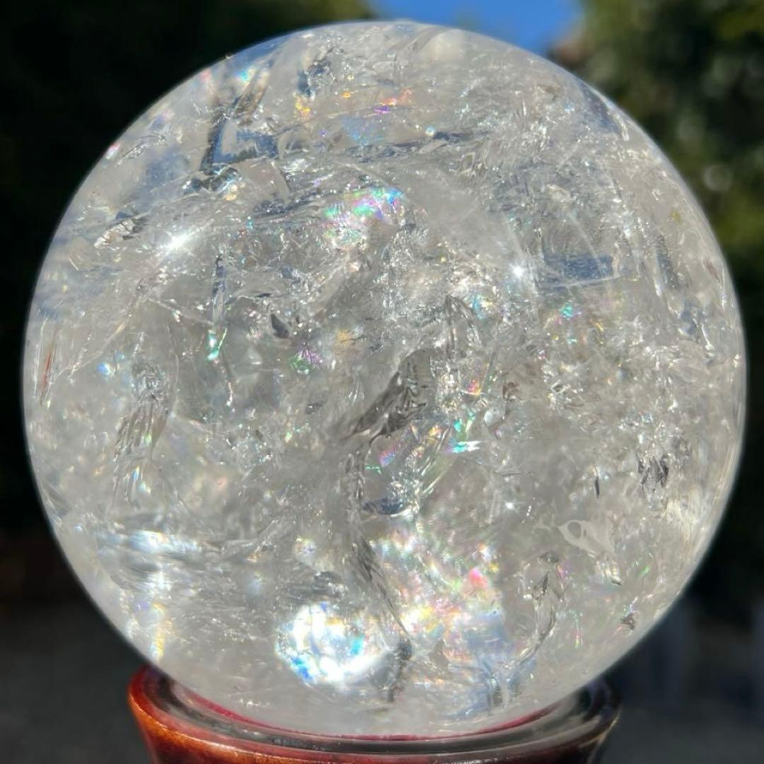 ✳️専用‼️✨超絶美麗の美しさ✨超美麗宝珠✨レインボー 水晶 丸玉 天然石 鑑別書付