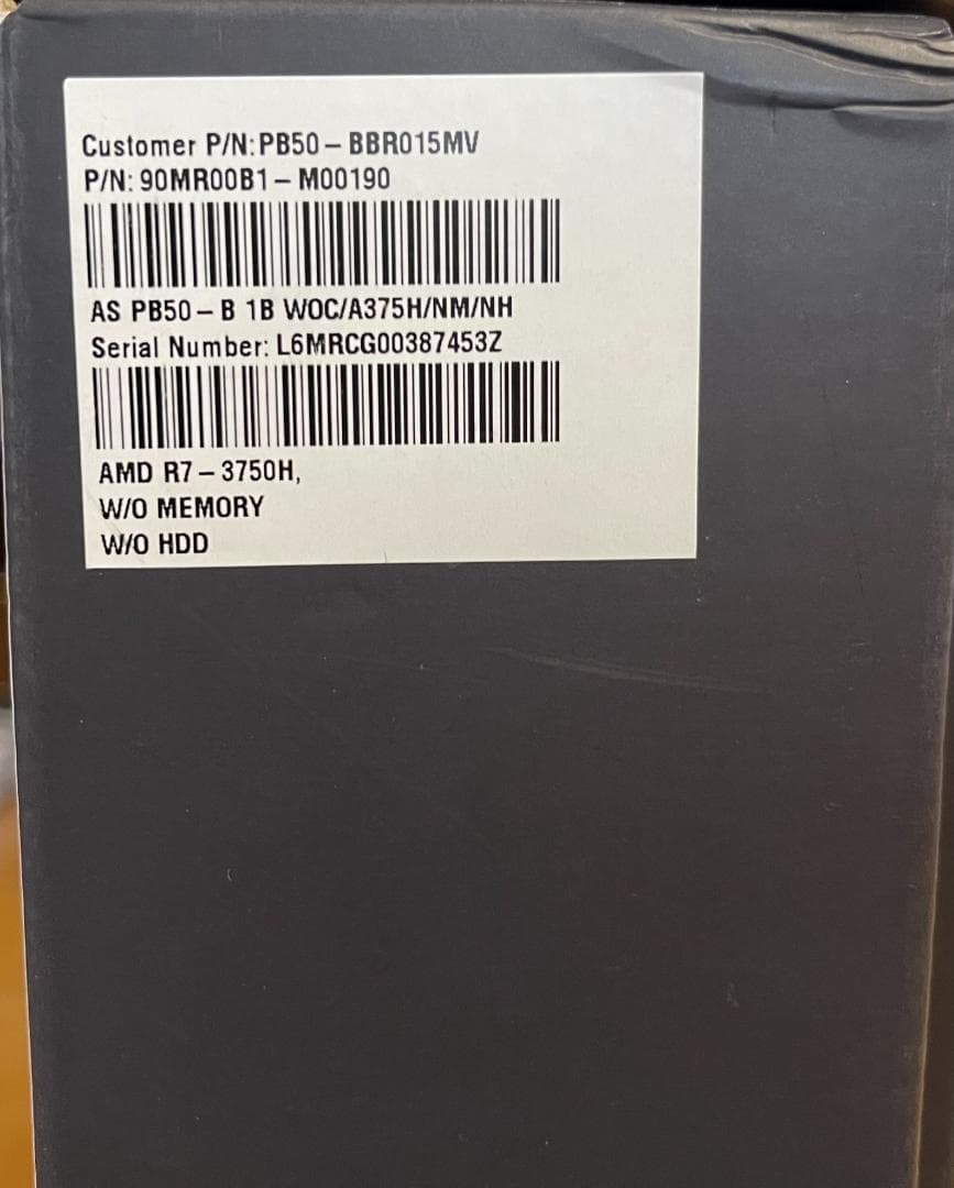 ミニPC ASUS MiniPC PB50-B AMD Ryzen 7 3750H