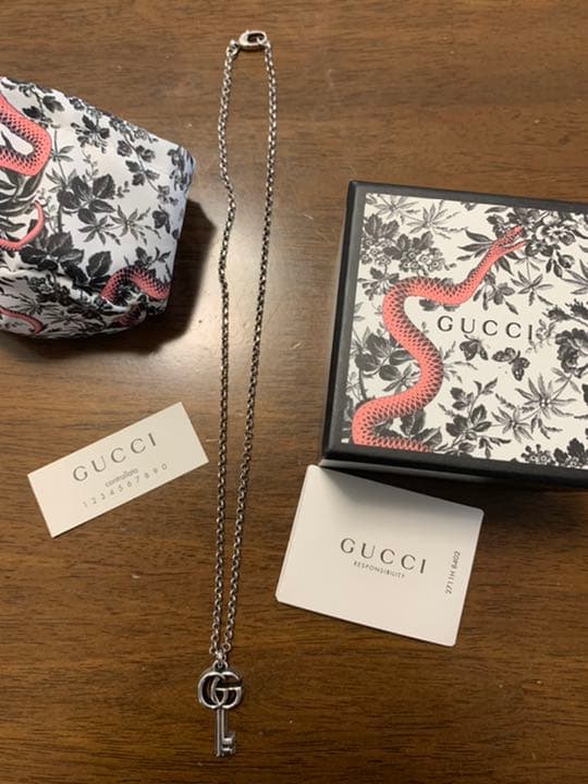 GUCCI/グッチ SV925 ダブルG キー ペンダント/ネックレス