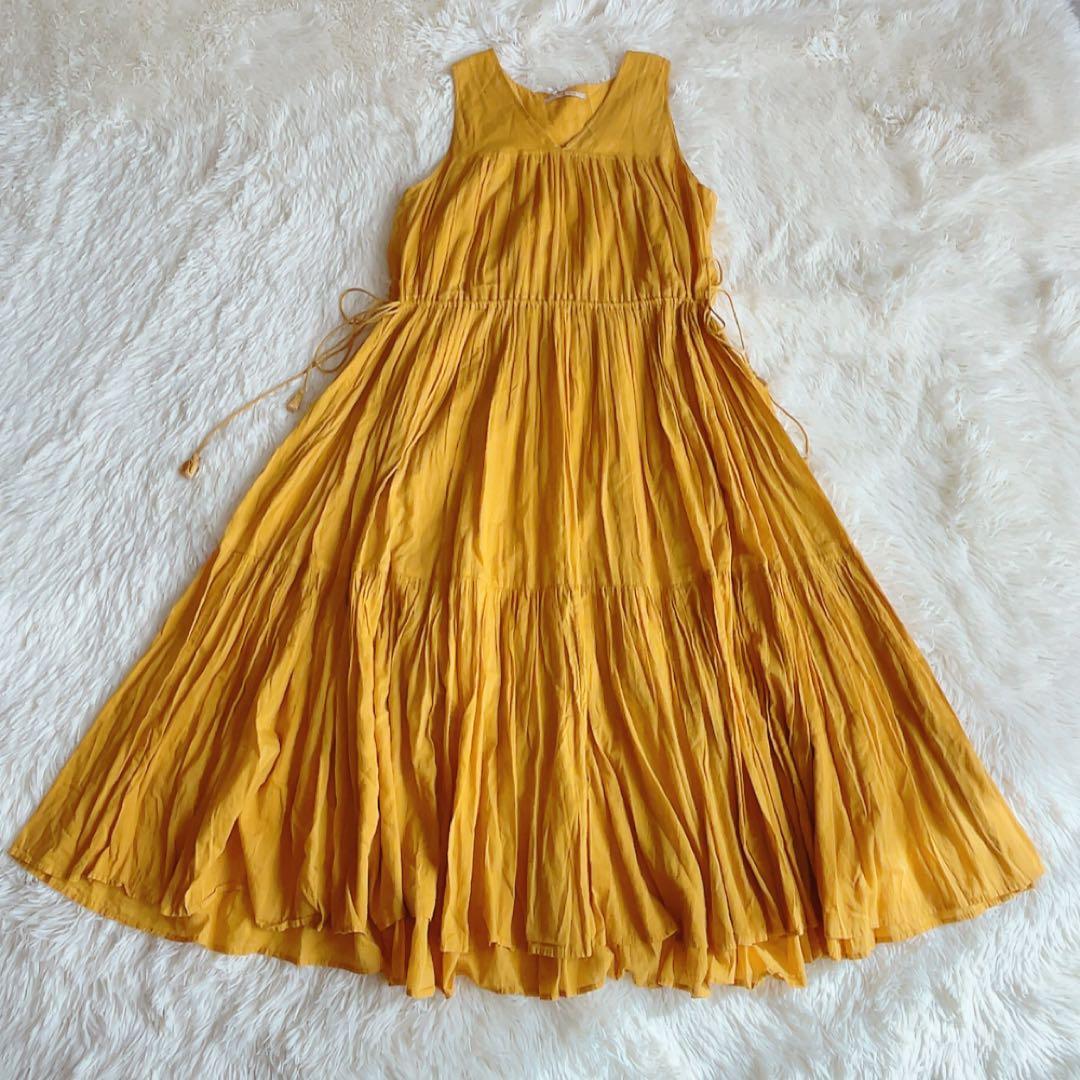 美品　ヌキテパ　ロングワンピース マキシ　コットンボイル　ティアード　インド