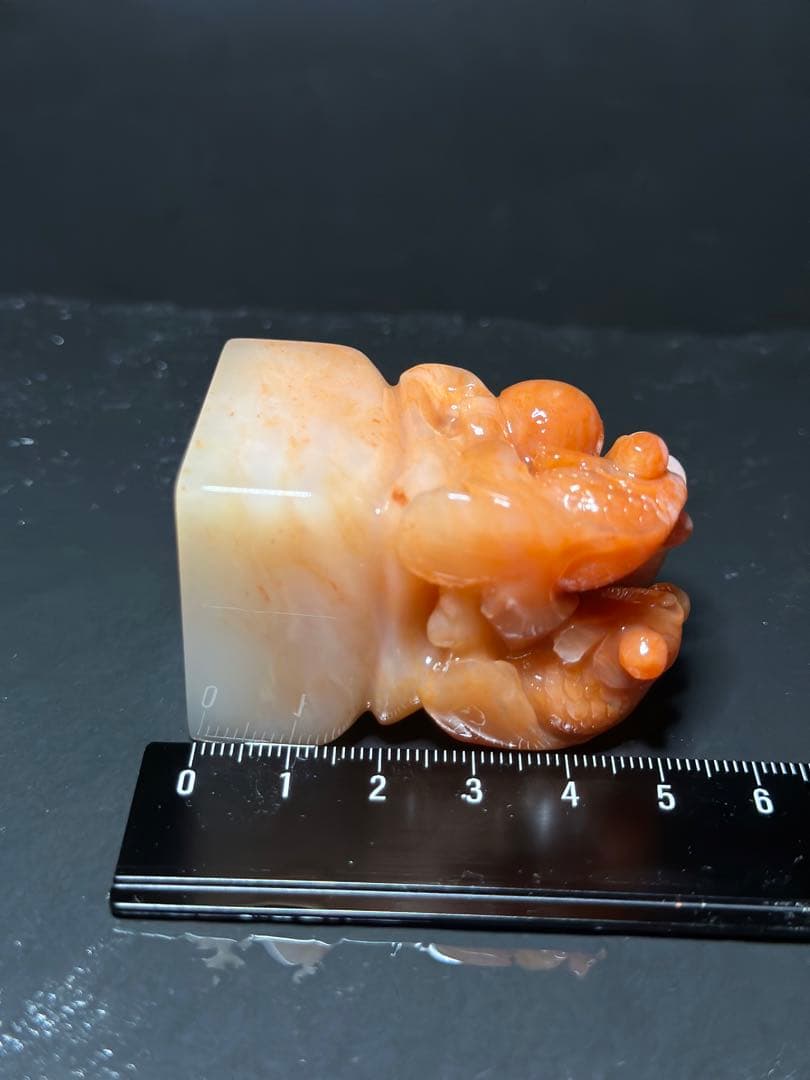 22ラオス石　金魚　桃花凍石　美材篆刻高級印材　落款　書道　雅号　展示会　箱付き