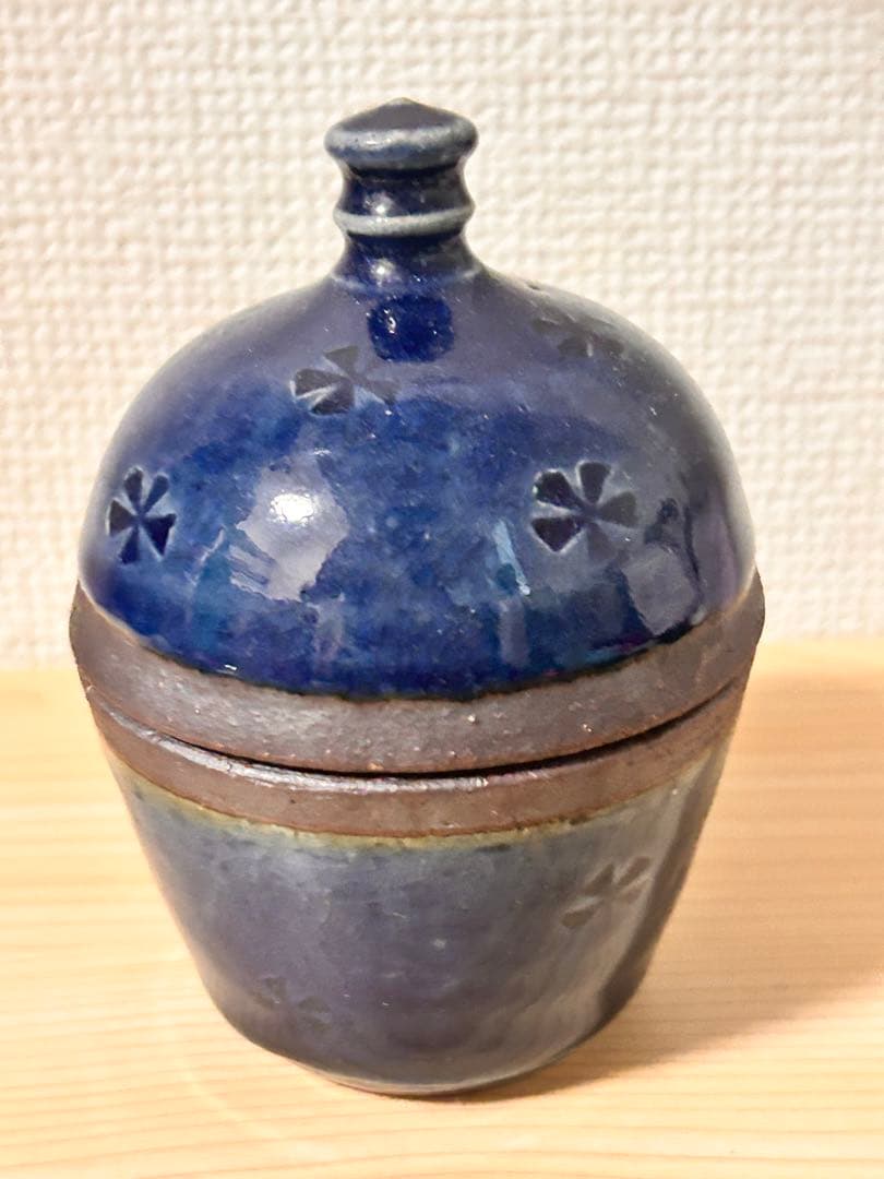 山本教行　瑠璃釉　小箱　検）民藝　出西窯　武内晴二郎　船木研児　スリップウェア