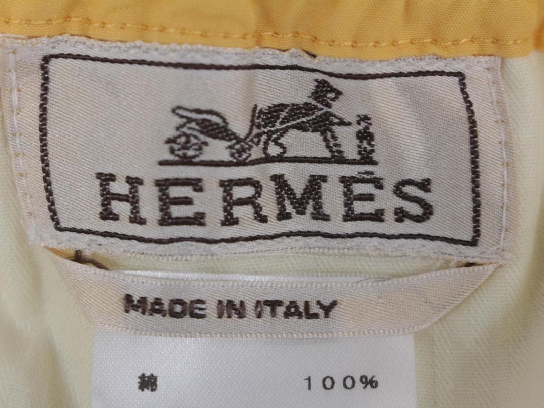 ▲HERMESエルメス ショートパンツ ボタンホック コットン イエロー