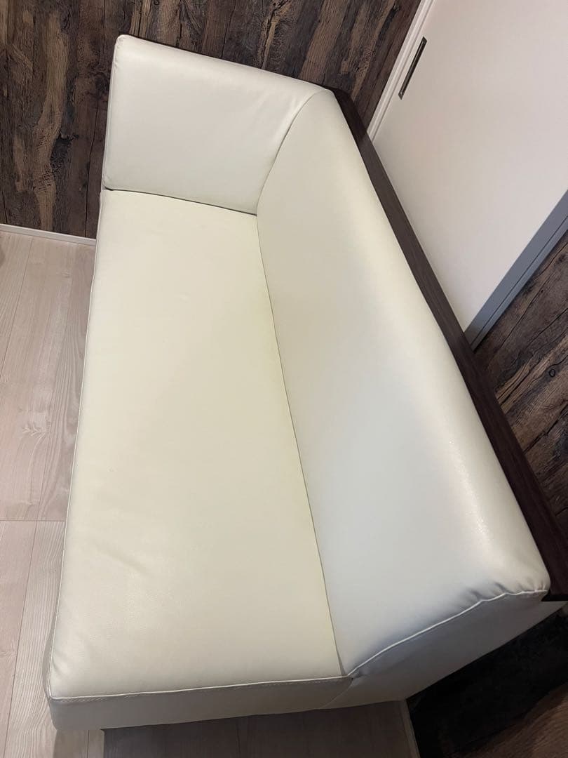 ニトリ　Ｌ字ソファ　ホワイト合成皮革製