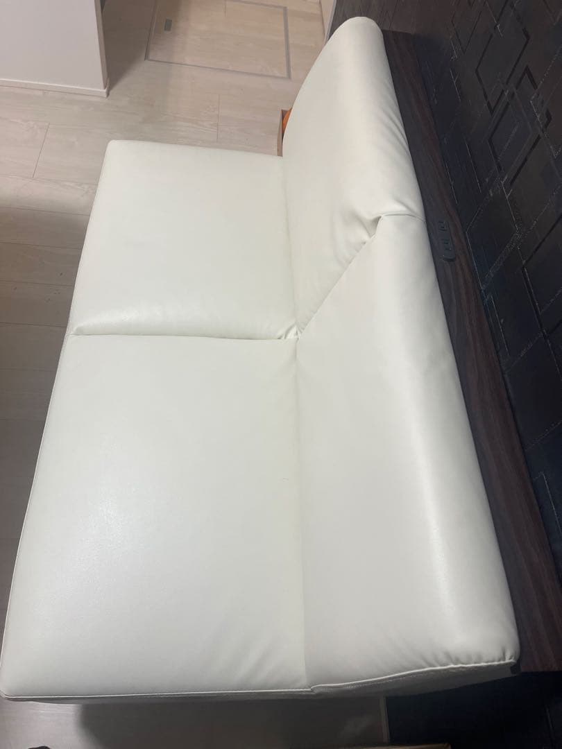 ニトリ　Ｌ字ソファ　ホワイト合成皮革製