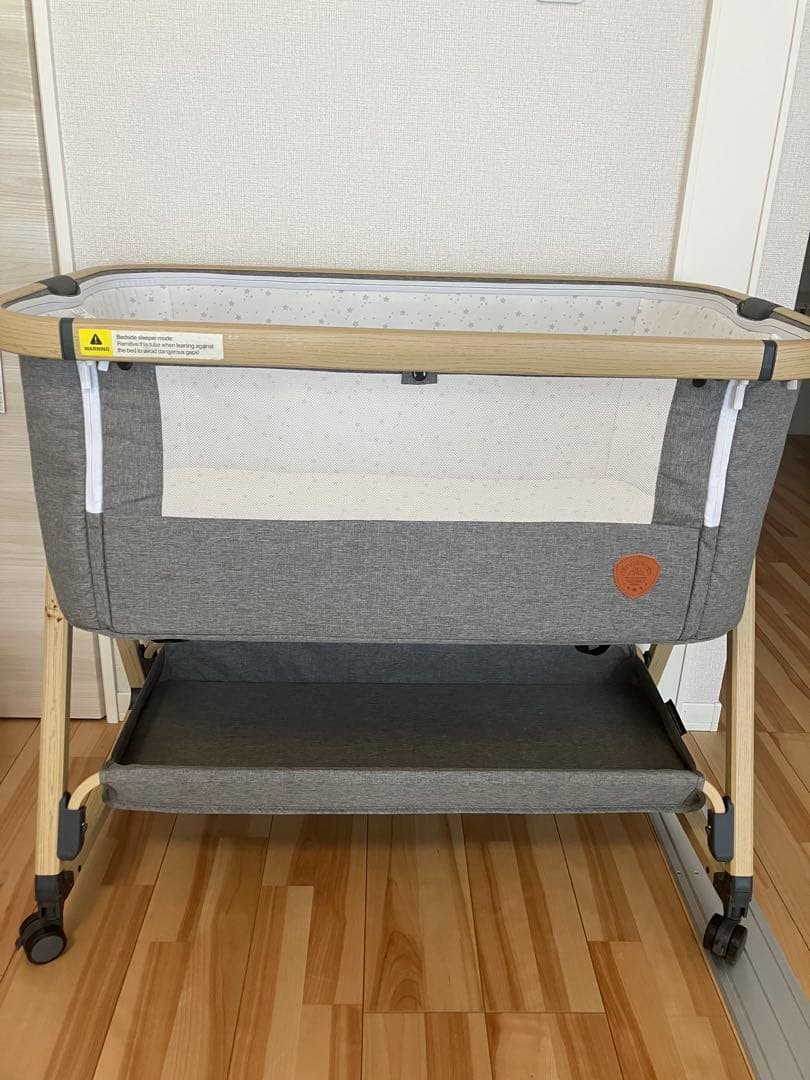 bob★HZDMJ 折りたたみ式 ベビーベッド グレー