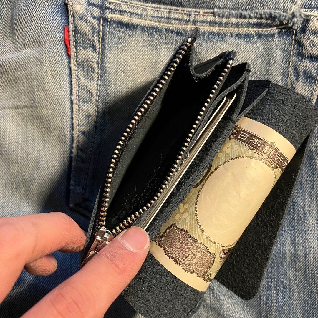 お札が折れない！ミドルトラッカーウォレット 3層 シルバー 姫路レザー