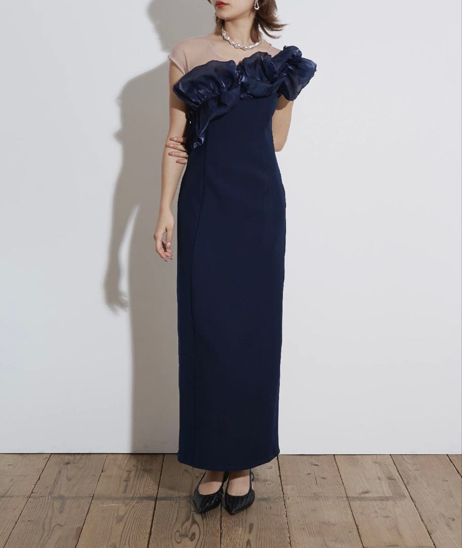 【My shawly】SHINY FRILL DRESS