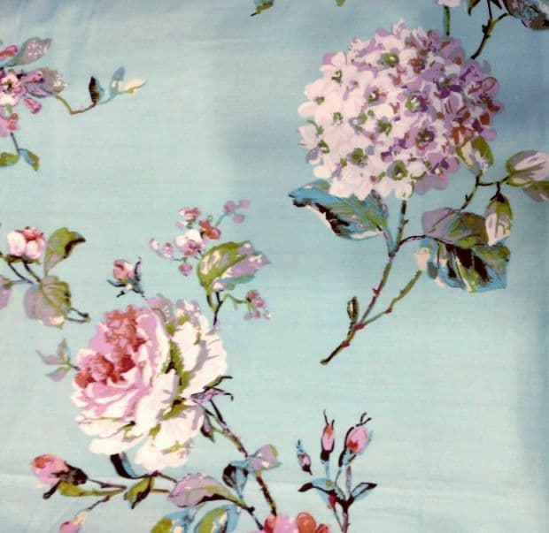 最高級新品★薔薇紫陽花水色ストライプ綿100%シングル掛け布団カバー枕カバー3点