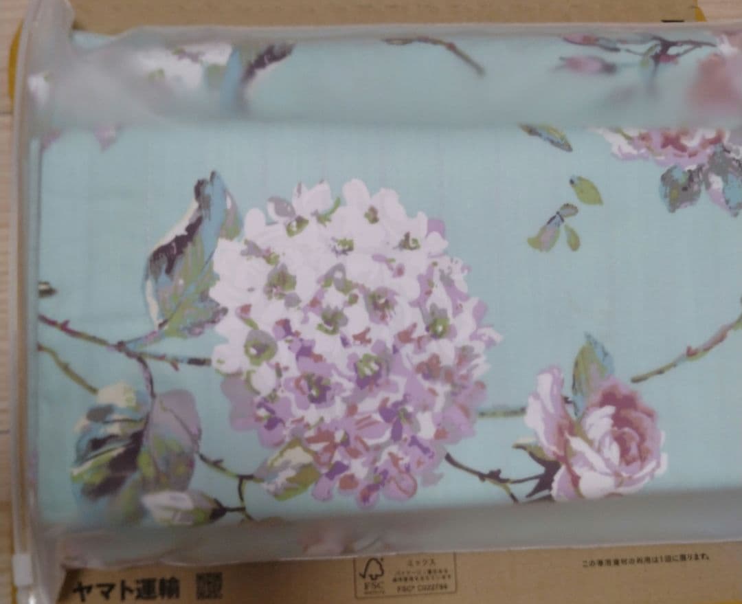 最高級新品★薔薇紫陽花水色ストライプ綿100%シングル掛け布団カバー枕カバー3点