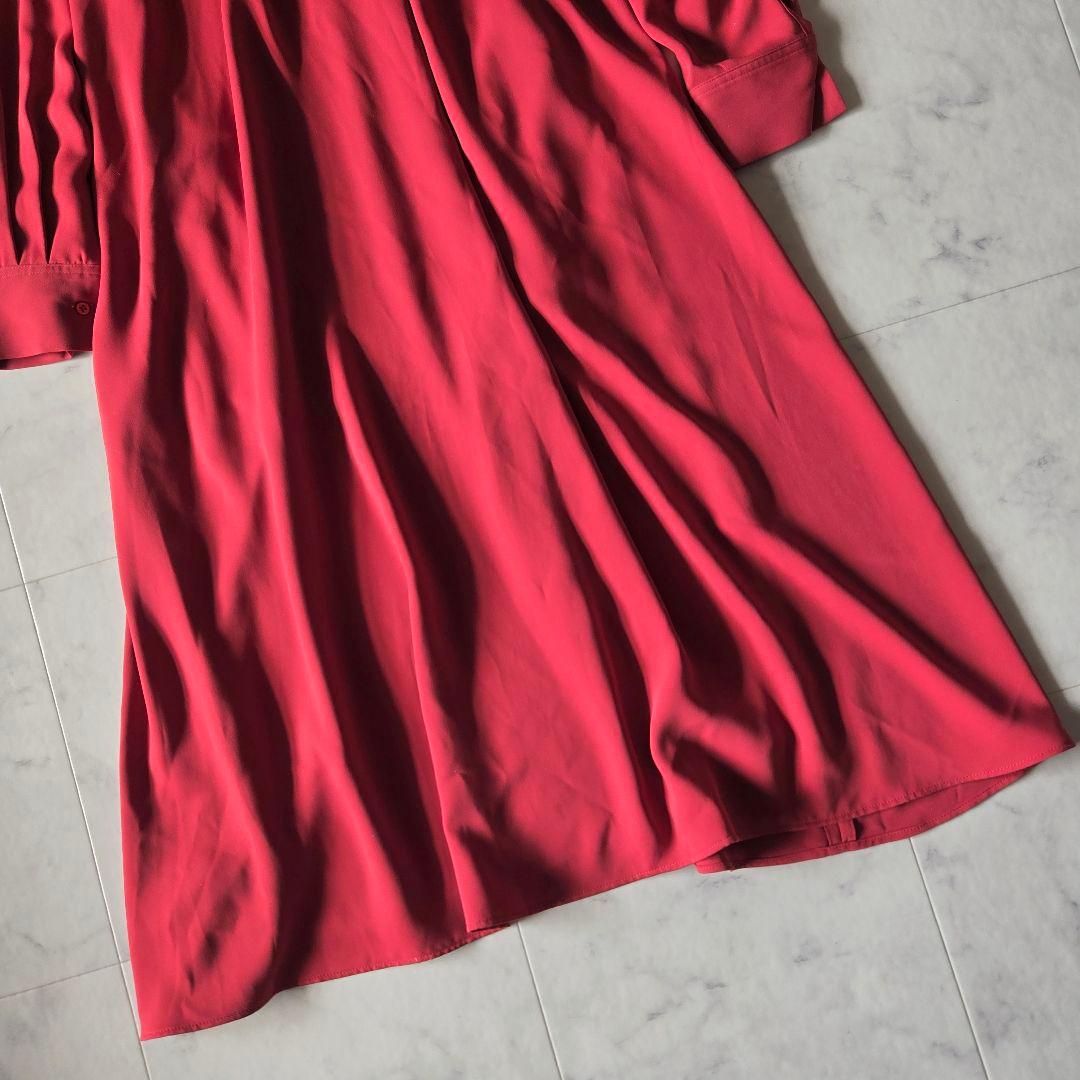 美品✨グラフペーパー　ワンピース　サテンバンドカラードレス　ゆったり　赤　レッド