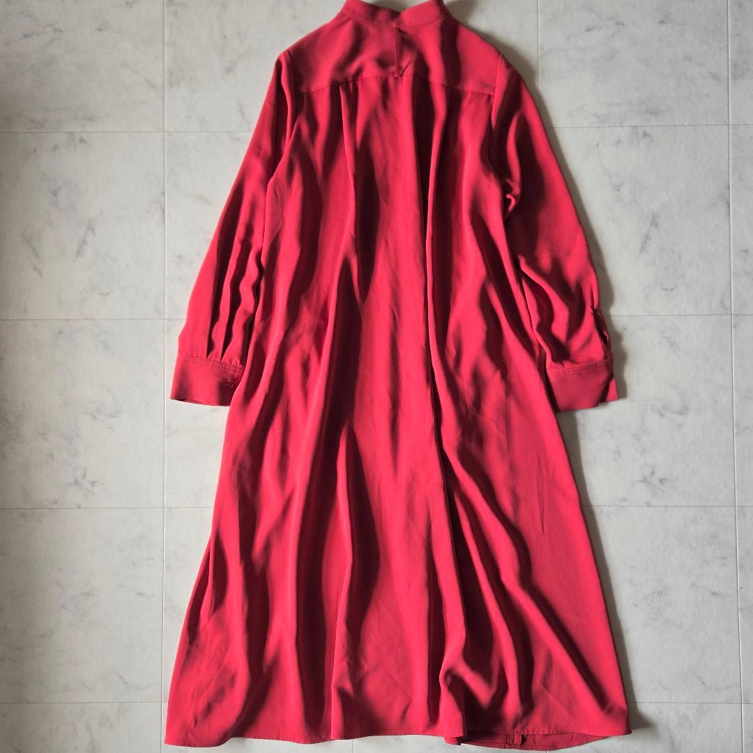 美品✨グラフペーパー　ワンピース　サテンバンドカラードレス　ゆったり　赤　レッド