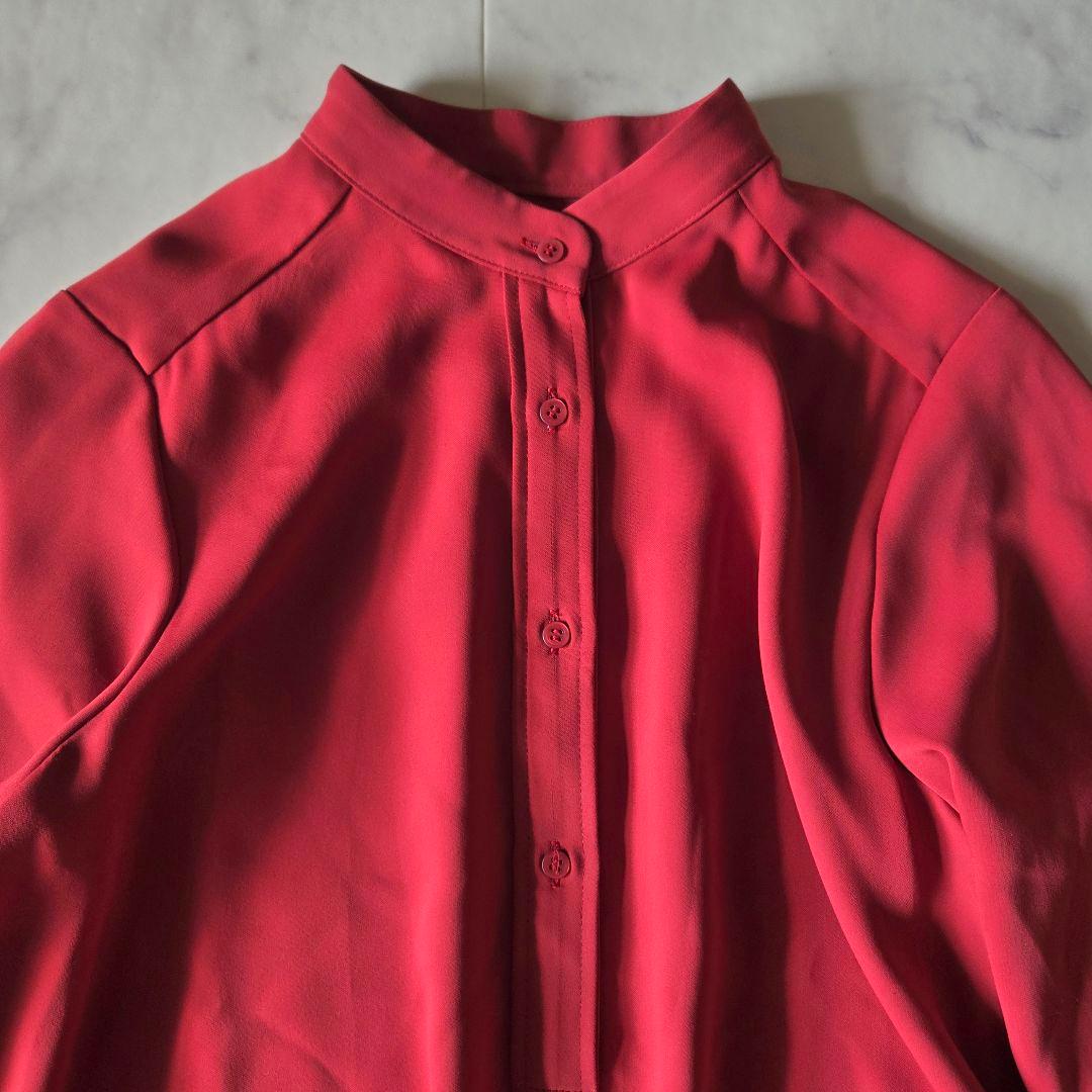 美品✨グラフペーパー　ワンピース　サテンバンドカラードレス　ゆったり　赤　レッド