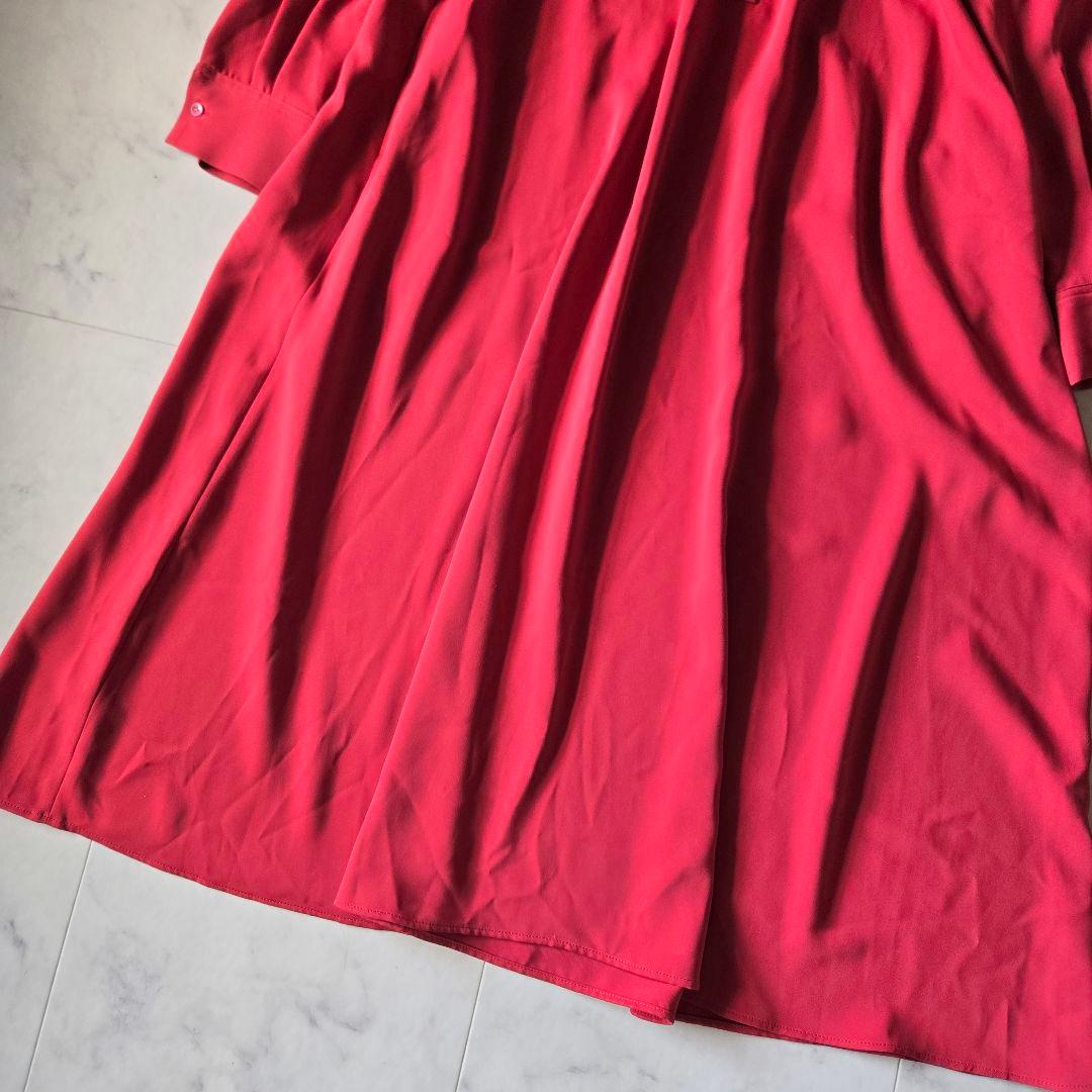 美品✨グラフペーパー　ワンピース　サテンバンドカラードレス　ゆったり　赤　レッド