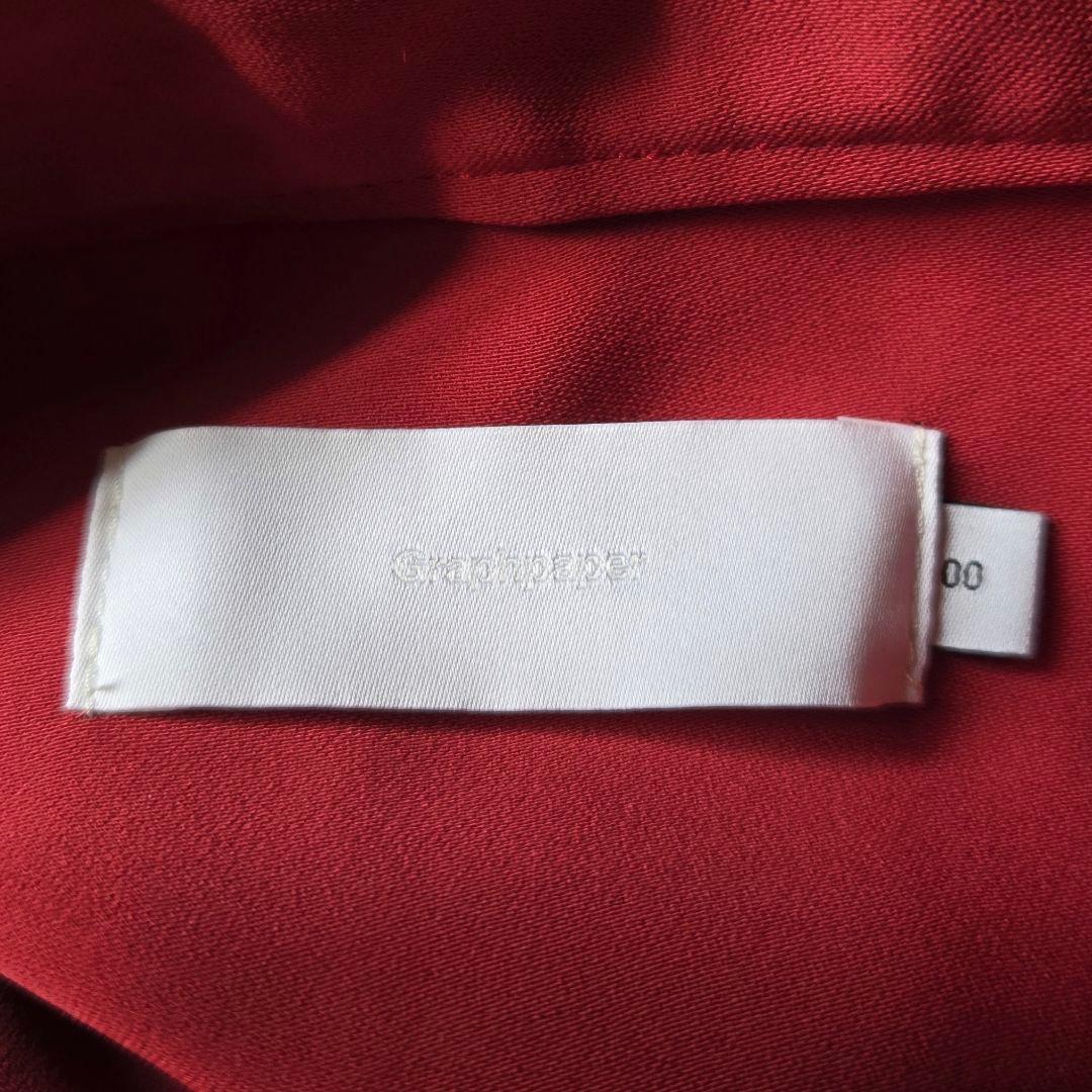 美品✨グラフペーパー　ワンピース　サテンバンドカラードレス　ゆったり　赤　レッド