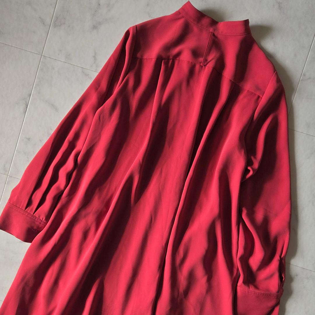 美品✨グラフペーパー　ワンピース　サテンバンドカラードレス　ゆったり　赤　レッド