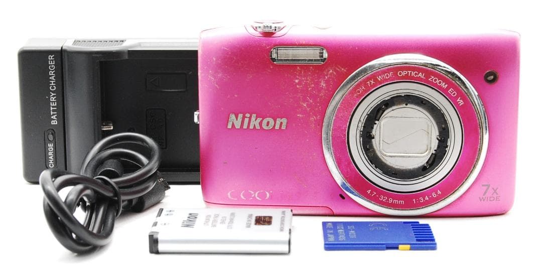 【動作確認済】Nikon S3500 ピンク バッテリー充電器SDカード付き