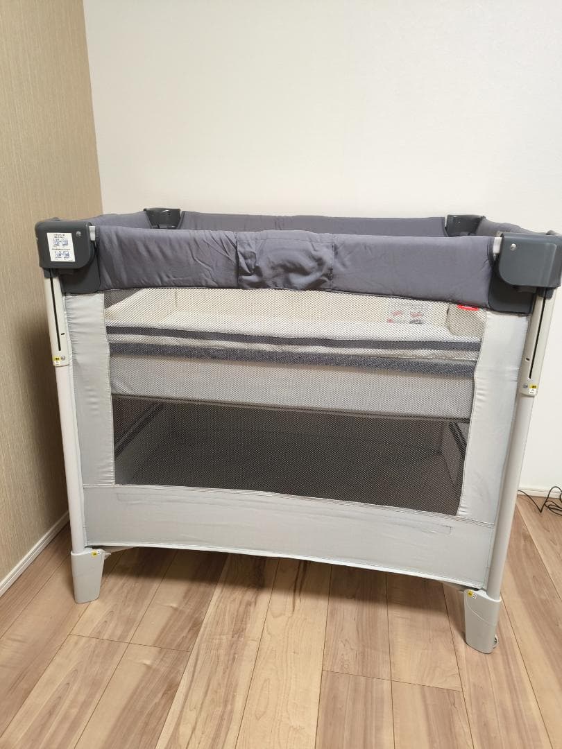 【美品】Aprica　ココネルエアーAB　グレーベア　ベビーベッドマット付き