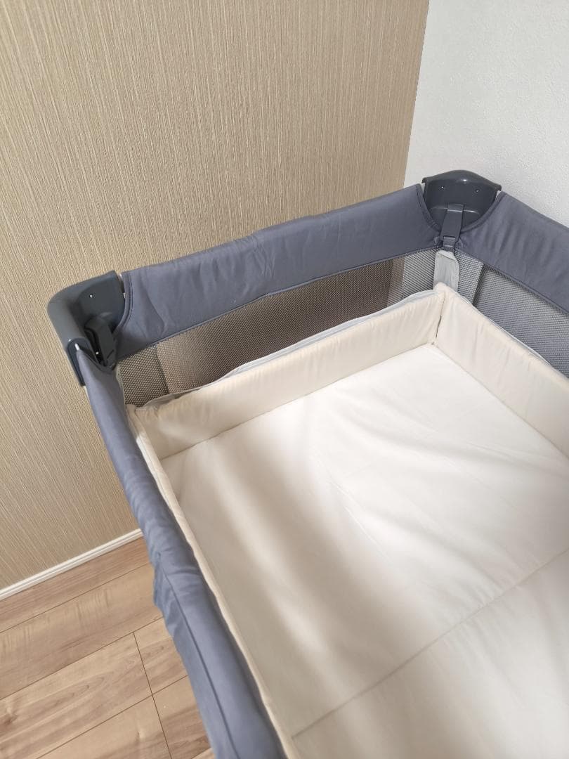 【美品】Aprica　ココネルエアーAB　グレーベア　ベビーベッドマット付き