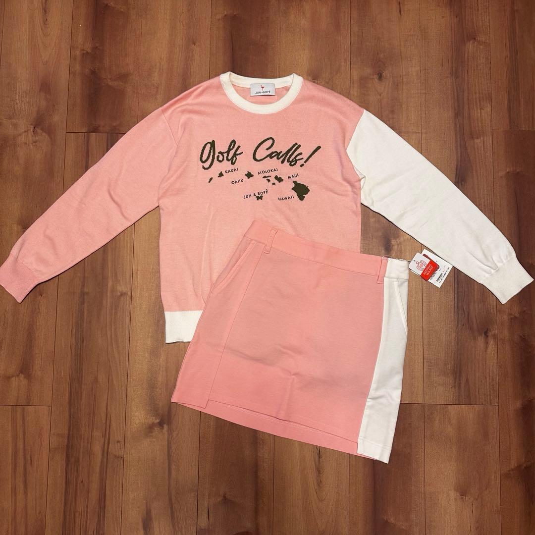 長袖セーター　裏起毛スカート　セットアップ　サイズS 秋冬　ゴルフウェア　保温