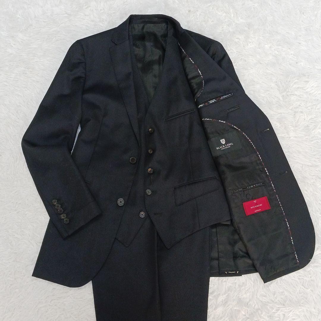 ✨希少サイズ42R✨ブラックレーベル 御幸毛織　シルクモヘア混　3ピーススーツ