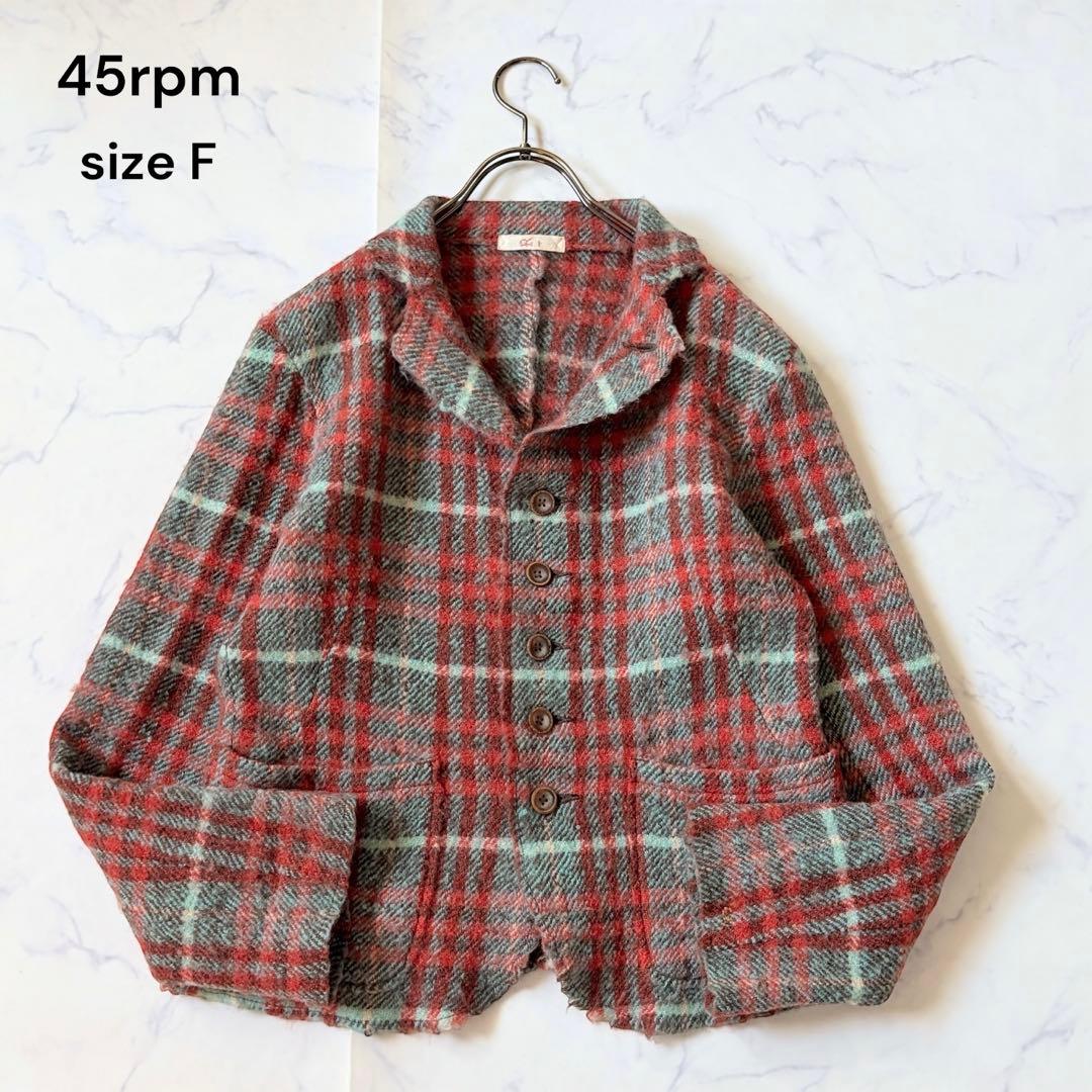 45rpm ウール100% テーラードジャケット チェック柄