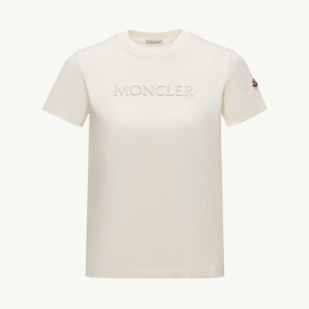 新品 モンクレール Tシャツ 2025 モンクレ ホワイトアイボリー