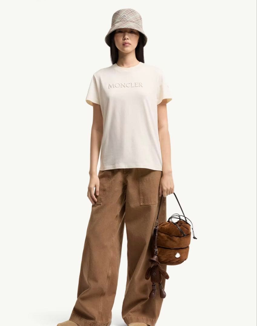 新品 モンクレール Tシャツ 2025 モンクレ ホワイトアイボリー
