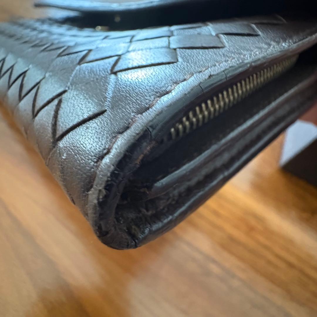 Bottega Veneta イントレチャート 長財布　こげ茶色ブラウン