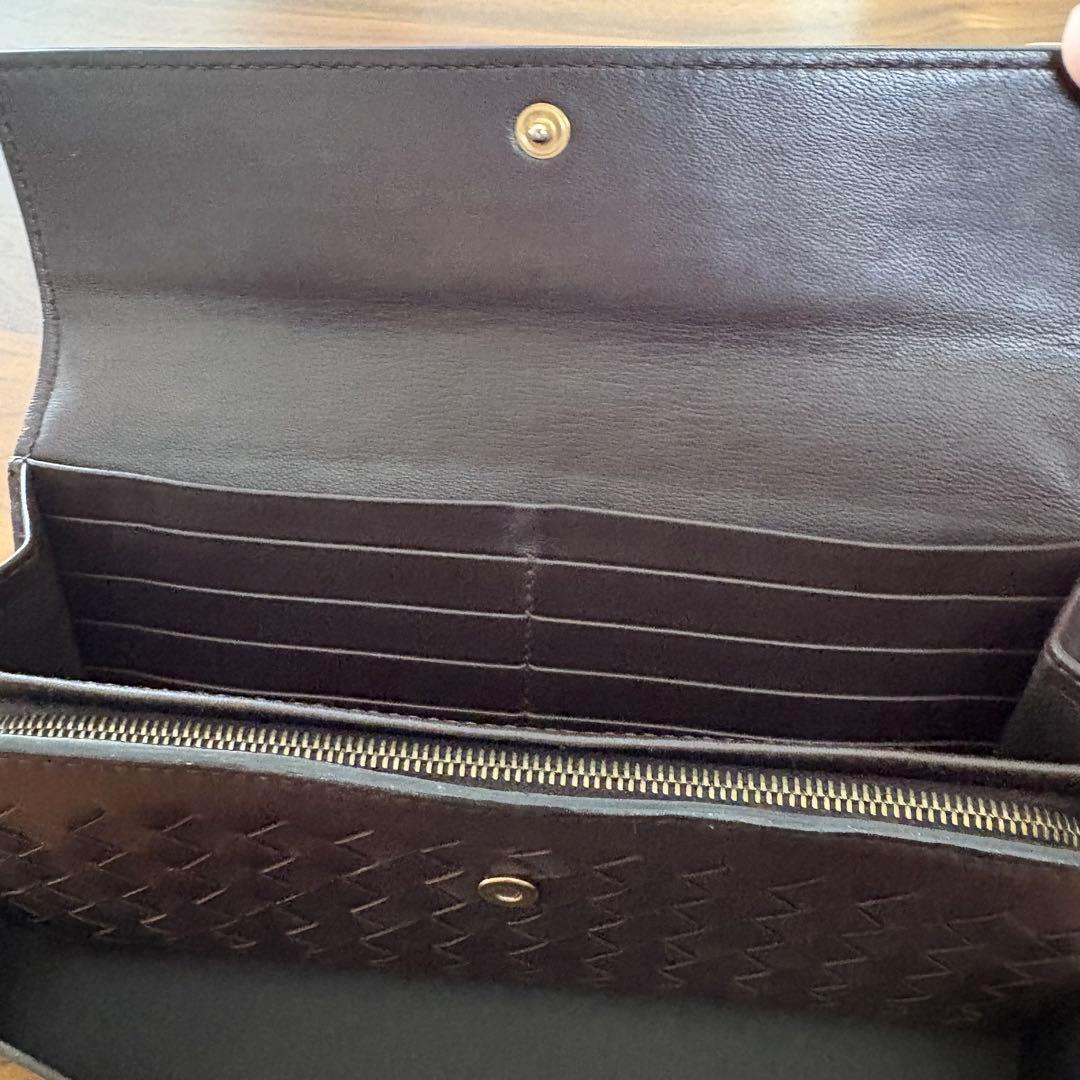 Bottega Veneta イントレチャート 長財布　こげ茶色ブラウン