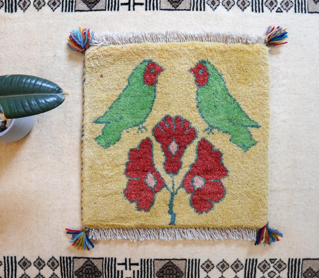 40×40cm ペルシャ絨毯 手織りギャッベ アマレ族 ギャベ