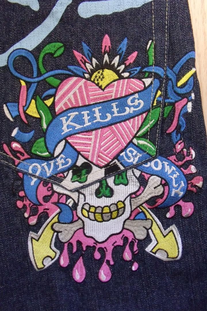 ジ*ン様 【34】エドハーディーEd Hardy デニムジーンズGパンツ ペンキ