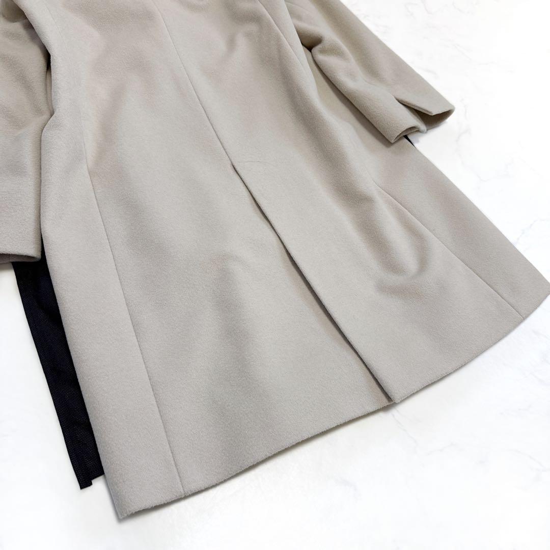 23区 ウールアンゴラビーバー フーデッド コート 38 ベージュ系