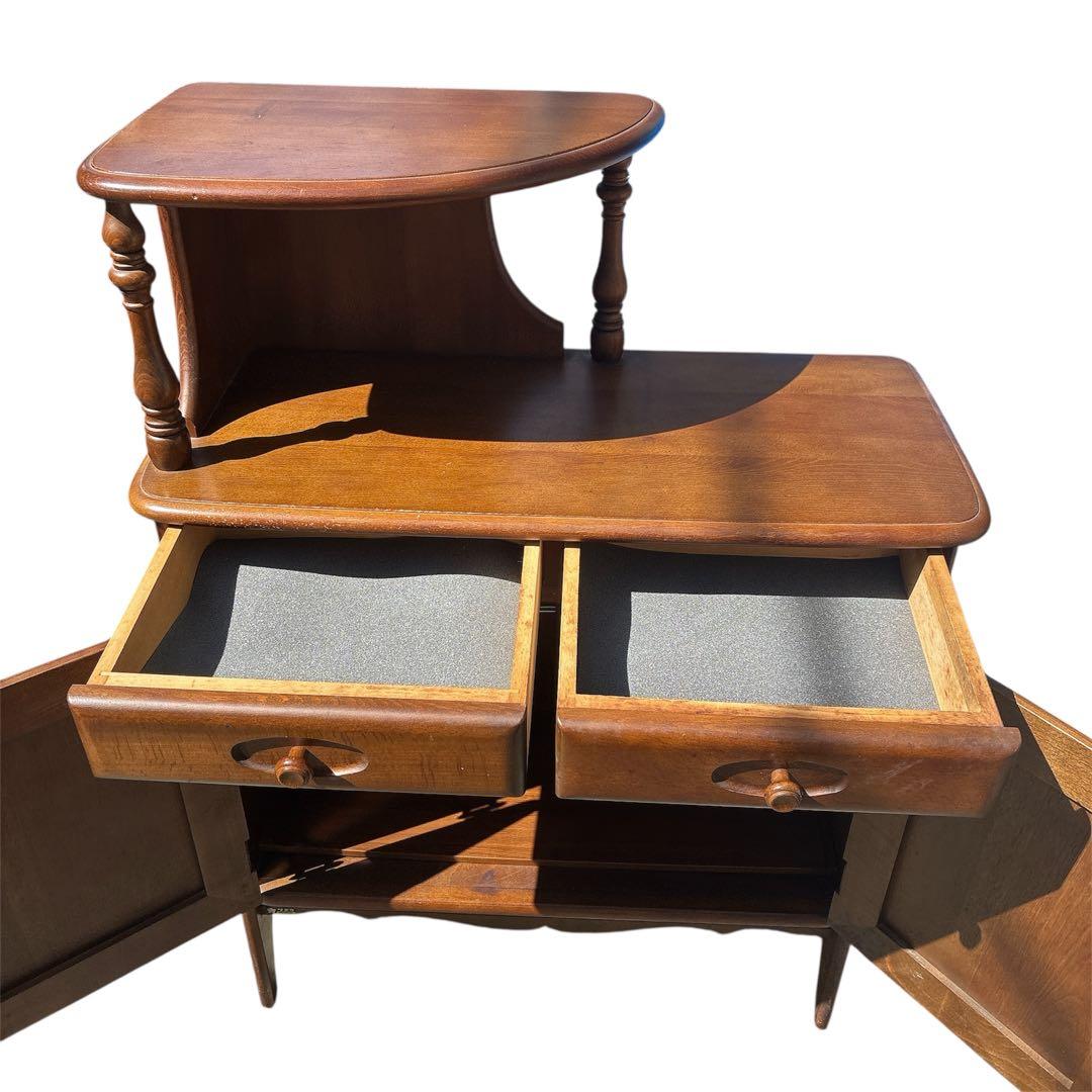 カリモク 木製 電話台 昭和レトロ オールド コロニアル 希少 ラック 天然木